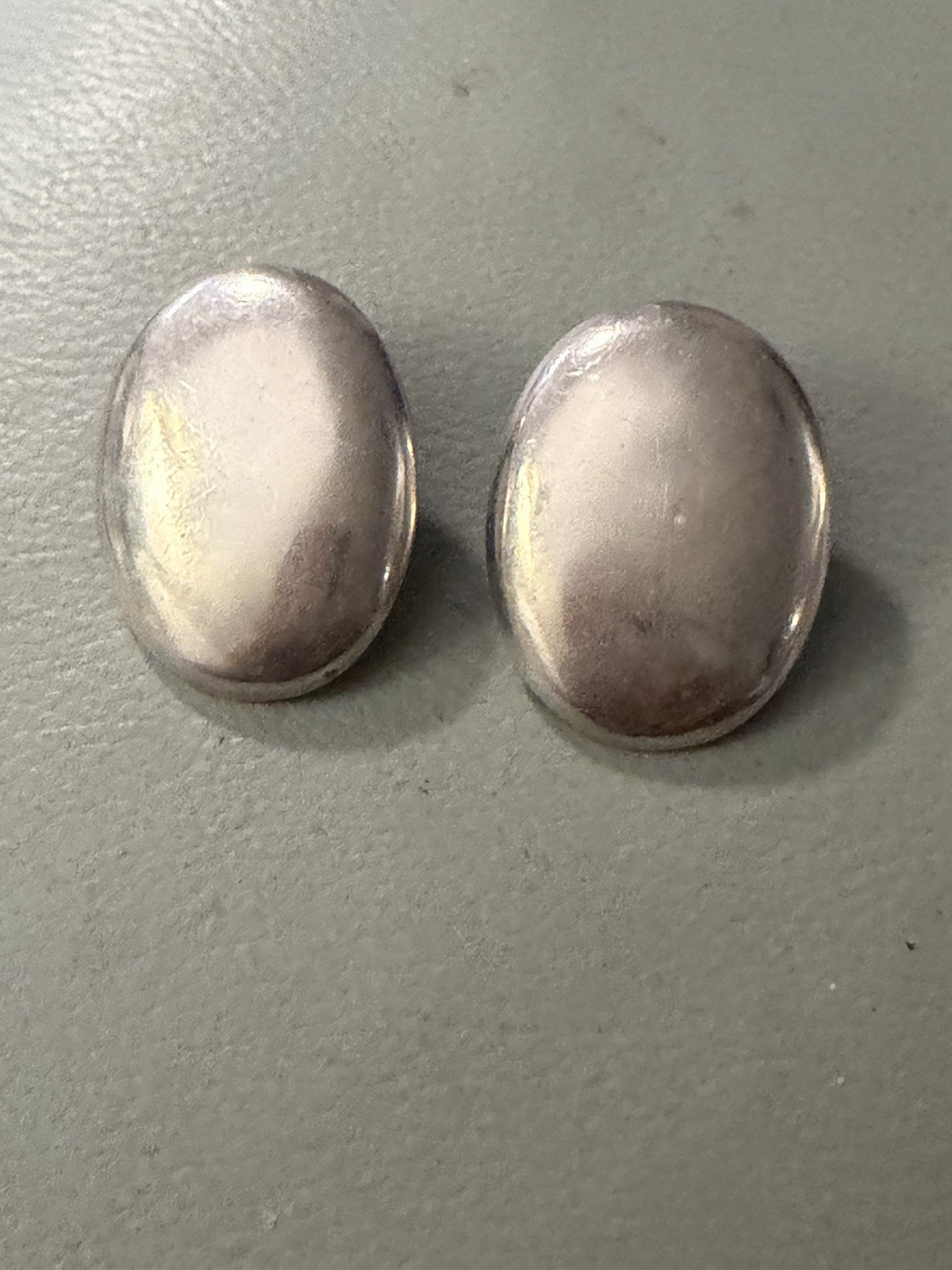 Womens Vintage Estate Sterling Silver Clip On Earrings Oval Shaped