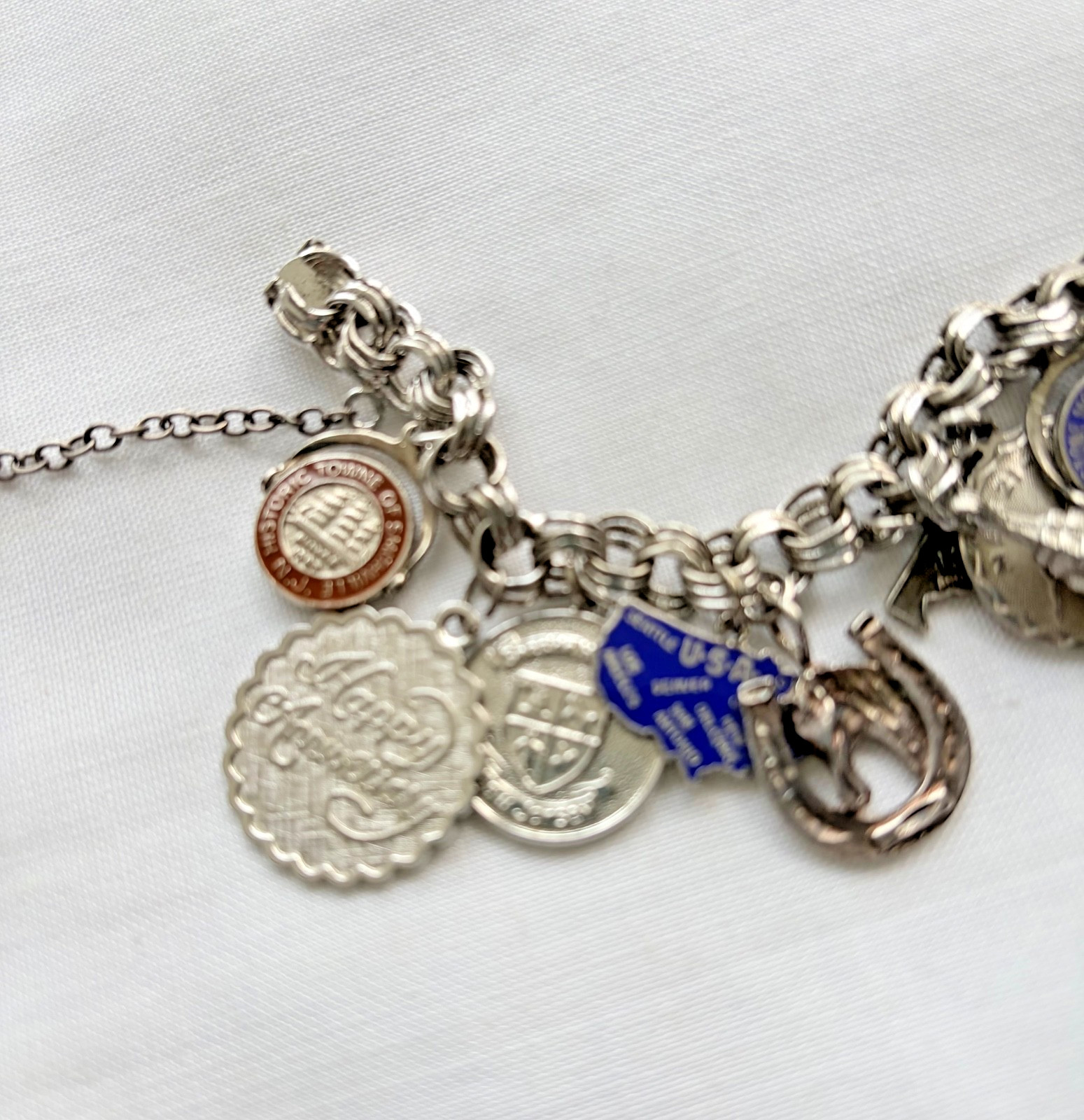 Vintage Sterling Silver Charm Bracelet 20 Charms Elco Bracelet