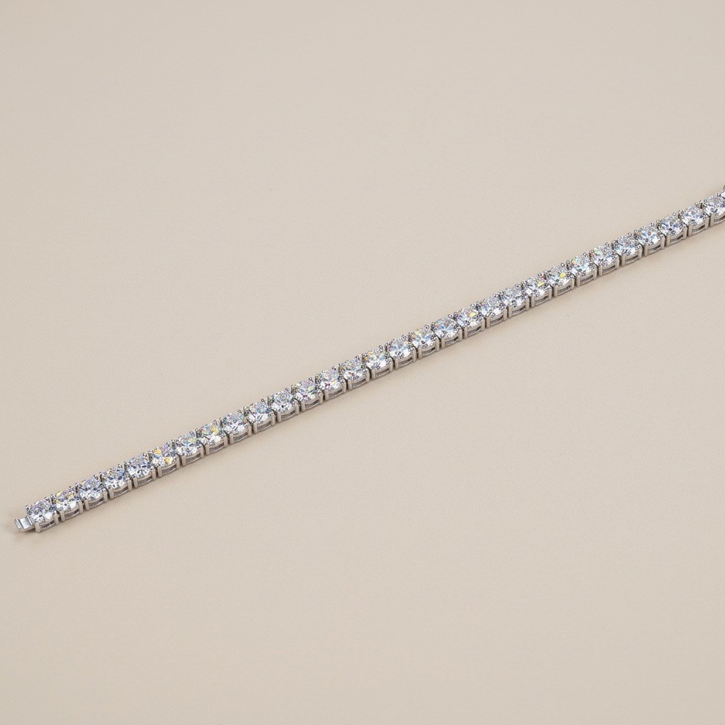 925 Sterling Silver 2-5mm D VVS Moissanite Tennis Bracelet Wedding Party Jewelry