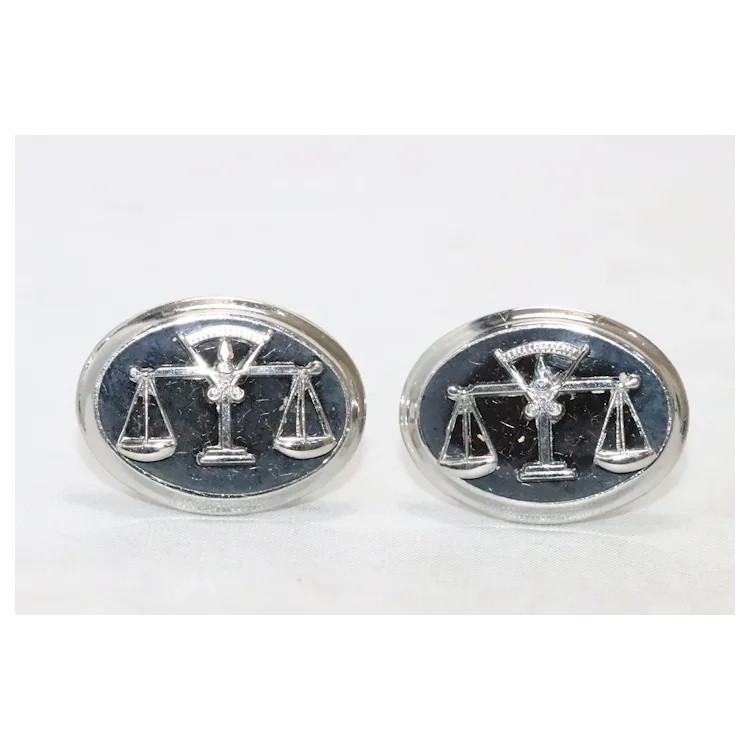 Vintage Kinney Co. Justice Scale Cufflinks Tie Clip Set