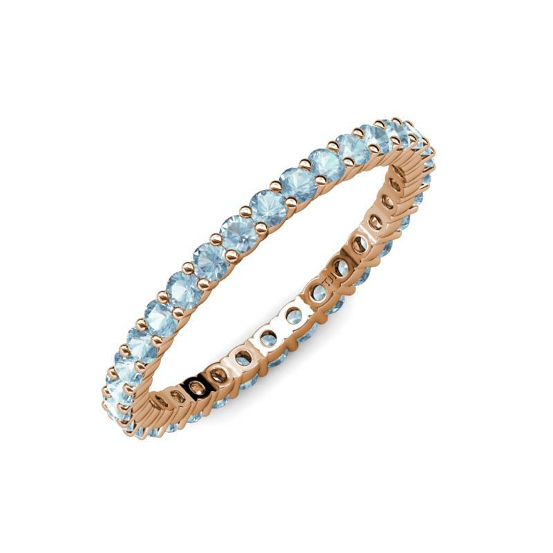 TriJewels Aquamarine Common Prong Eternity Ring 0.75 ctw 18K Rose Gold JP:20426