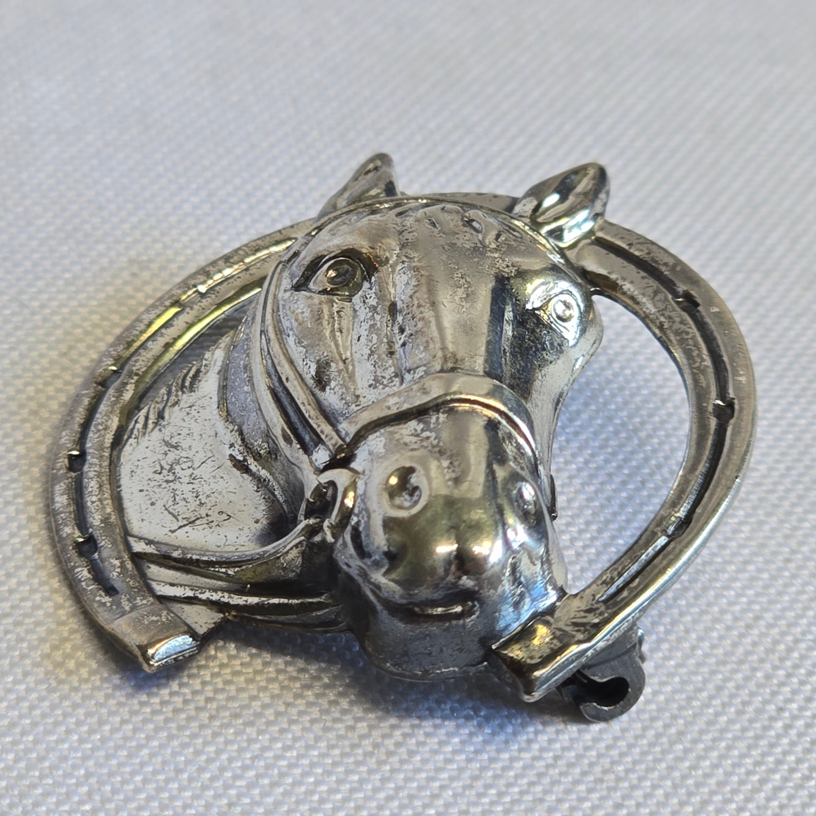 Sterling Silver Brooch 5.92g Fine Jewelry Horse & Horse Shoe Scatter Pin
