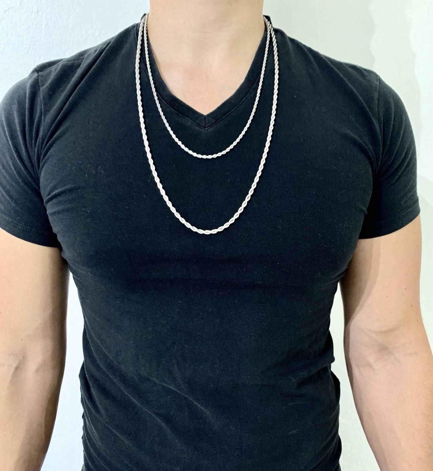 18K WHITE GOLD Men Women 4MM ROPE CHAIN 30” MADE IN ITALY *LIFETIME WARRANTY*