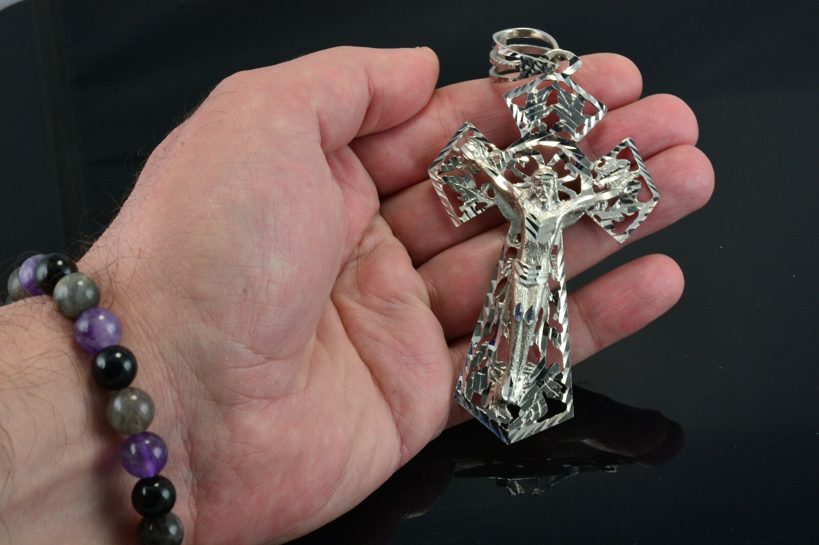 Sterling Silver Crucifix Extra Large Pendant