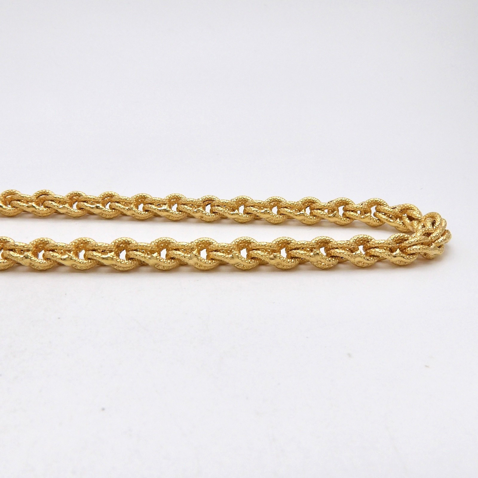 Solid 18k Gold Textured Chino Double Link Chain Necklace 20.5in 750 Italy 6mm