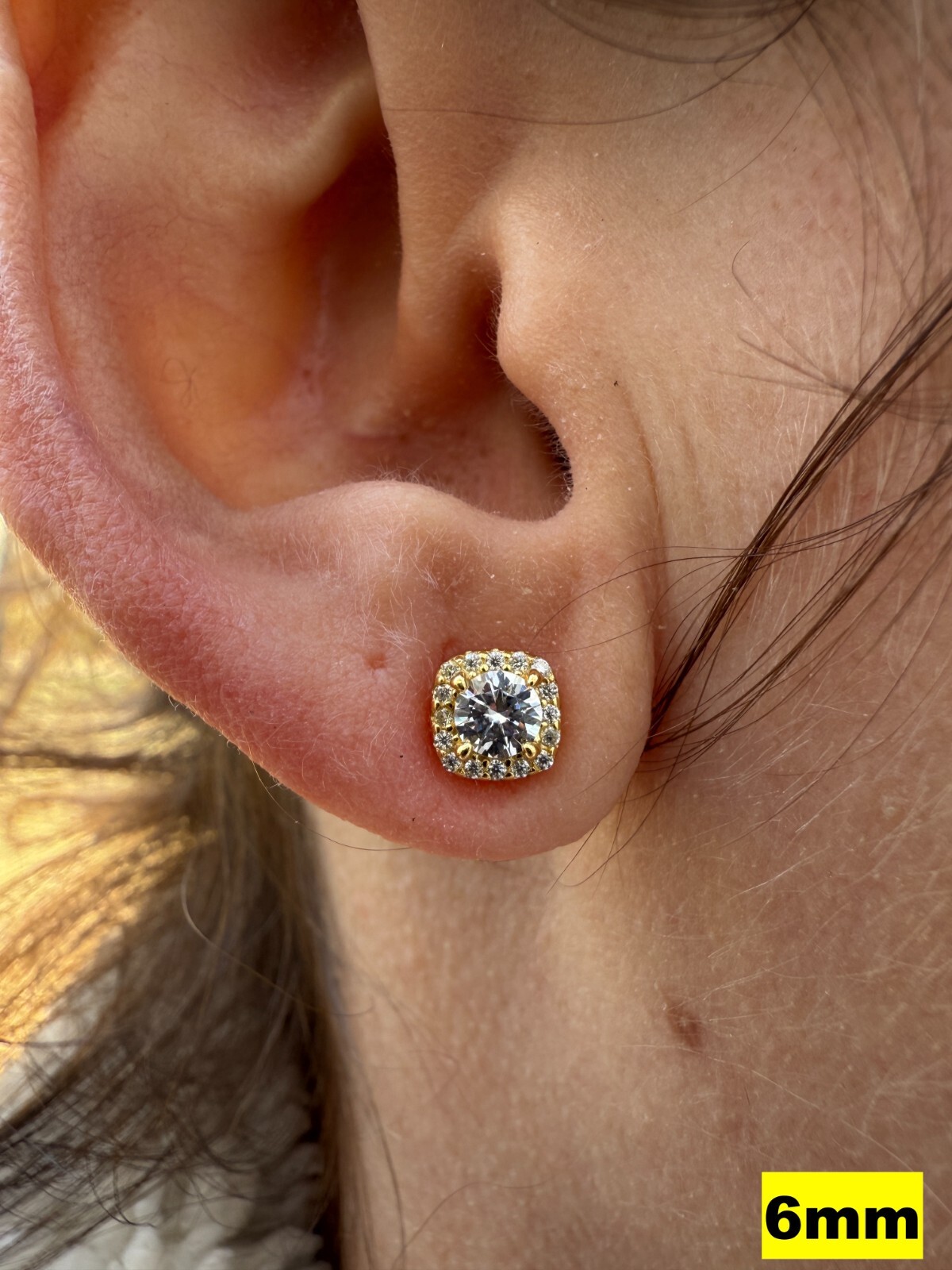 Real Moissanite Square Halo Stud Earrings 14k Gold 925 Silver HipHop Mens Ladies