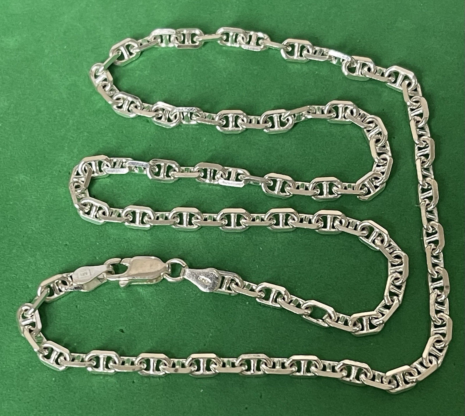 18” 4mm Italian Anchor Mariner Sterling Silver .925 Chain Necklace 14.7 Grams