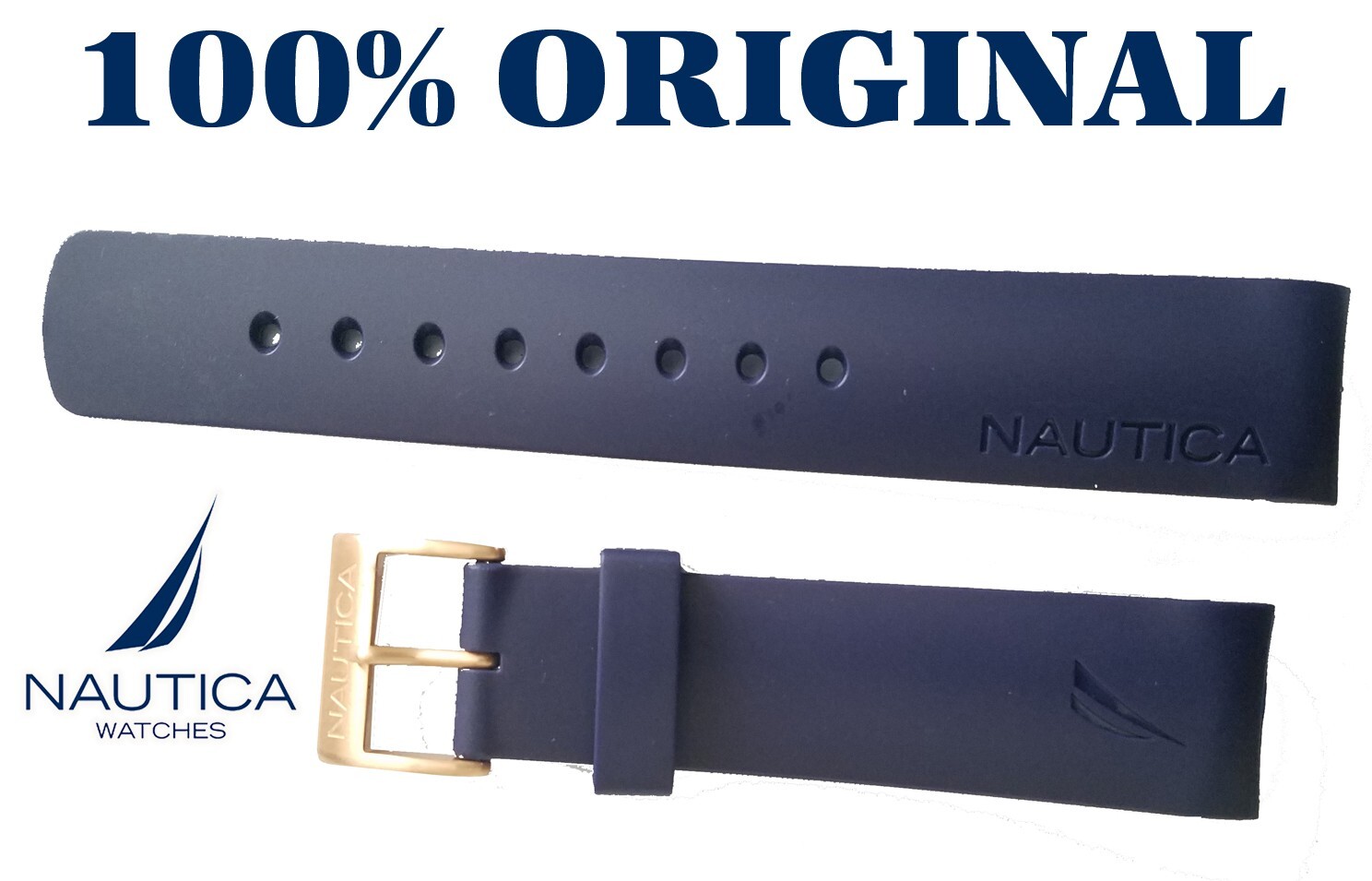 22 mm Authentic NAUTICA NTC Men’s NST Silicone Rubber Watch Band Strap