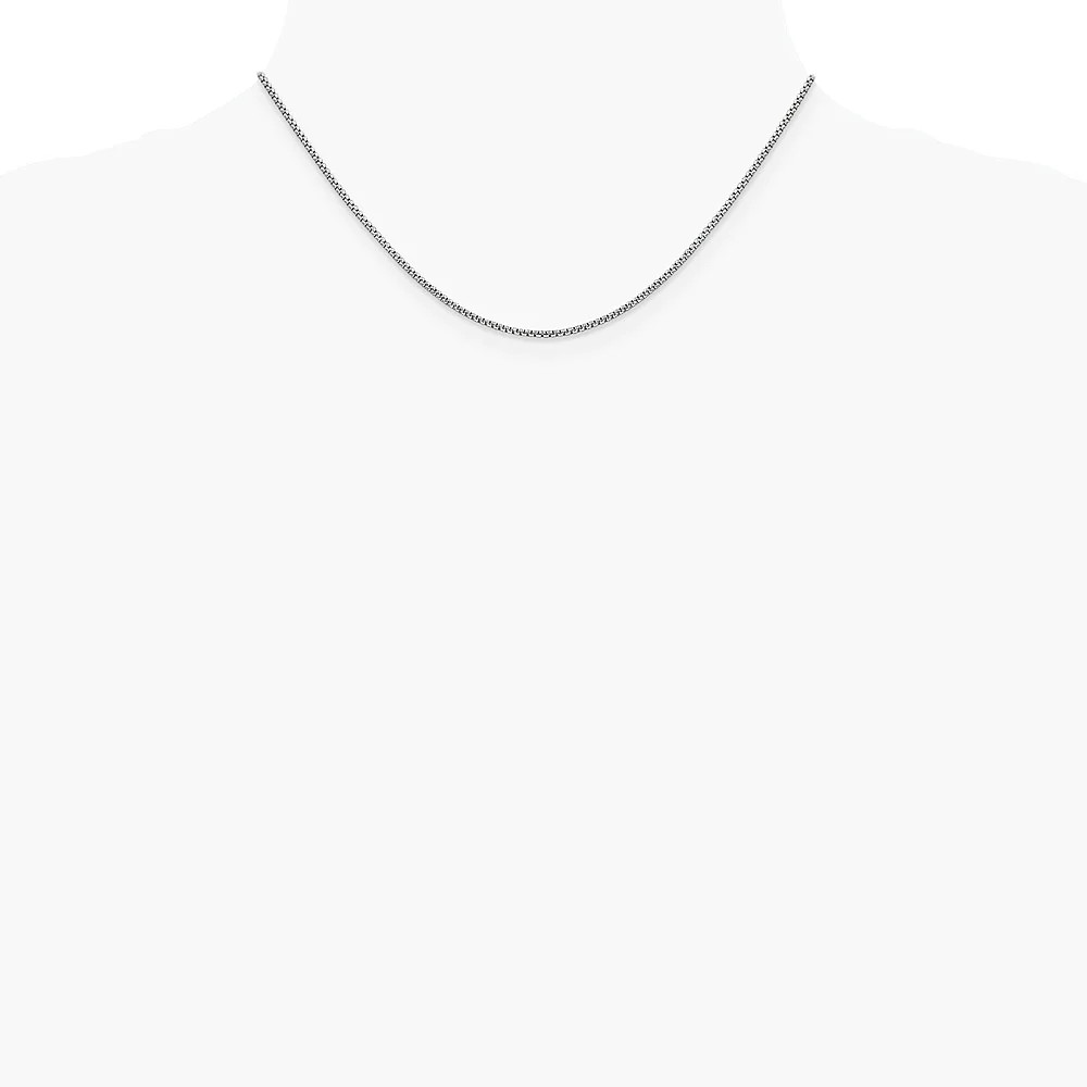 14K White Gold 1.5mm Semi-Solid Round Box Chain Necklace 16″-30″