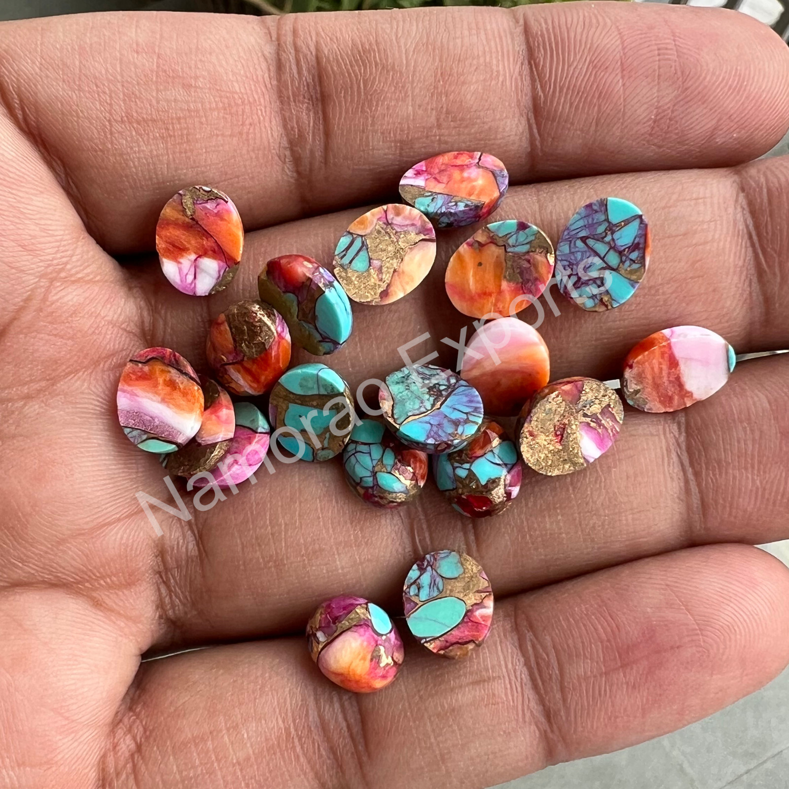 Pink Spiny Oyster Copper Turquoise Oval 6×8 to 18×25 mm Cabochon Loose Gemstone