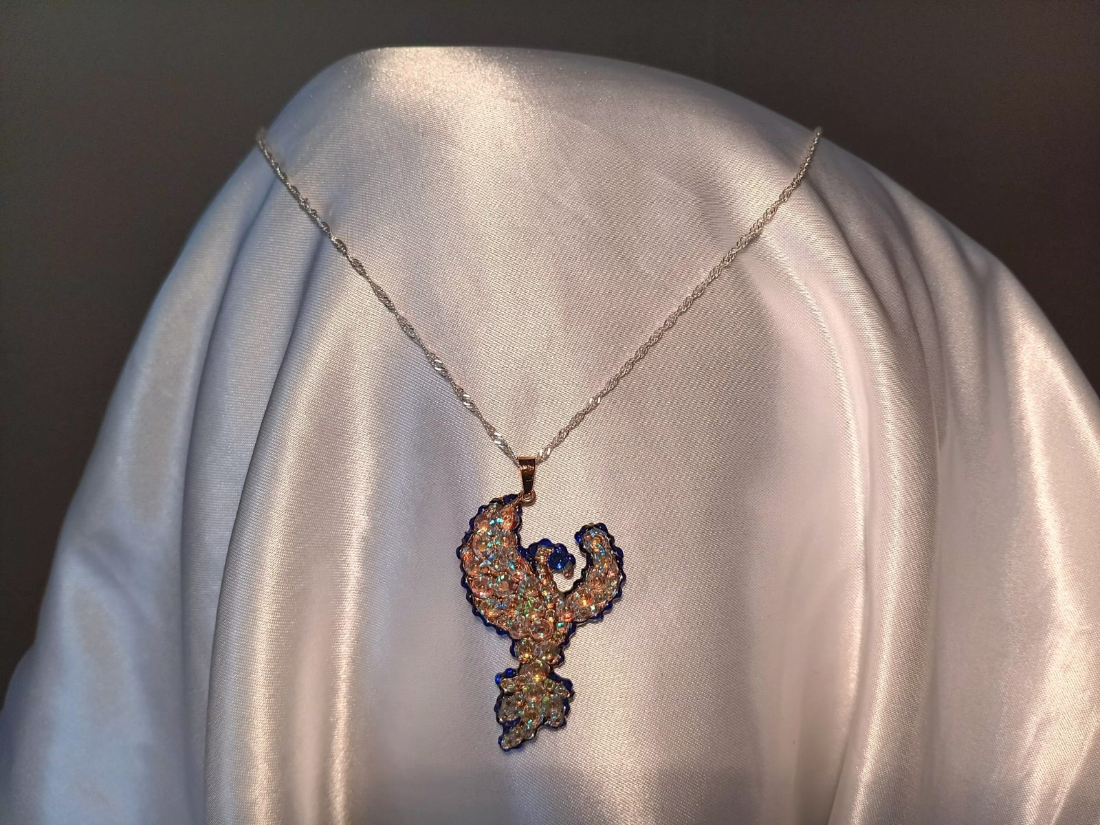 Crystal Phoenix Necklace – Dual Ice & Fire Bird Jewelry – Phoenix Set Gift