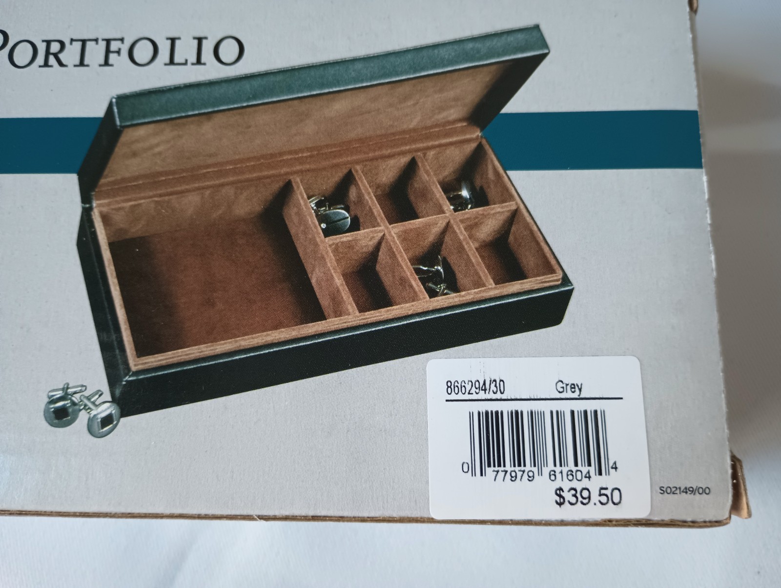 Perry Ellis Portfolio NEW Jewelry Ring Cufflink Felt Lined Storage Box Pinstripe