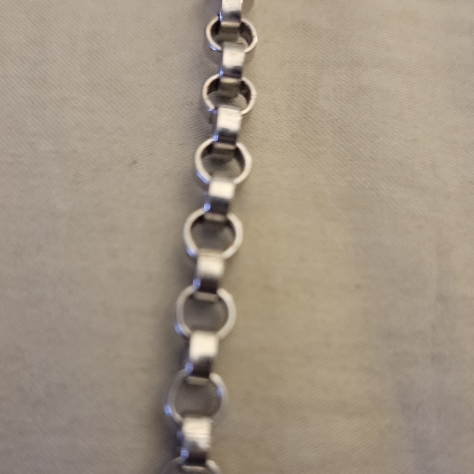 Silver Tone Rolo Chain Necklace Spring Ring Clasp No Stone Metal 18″