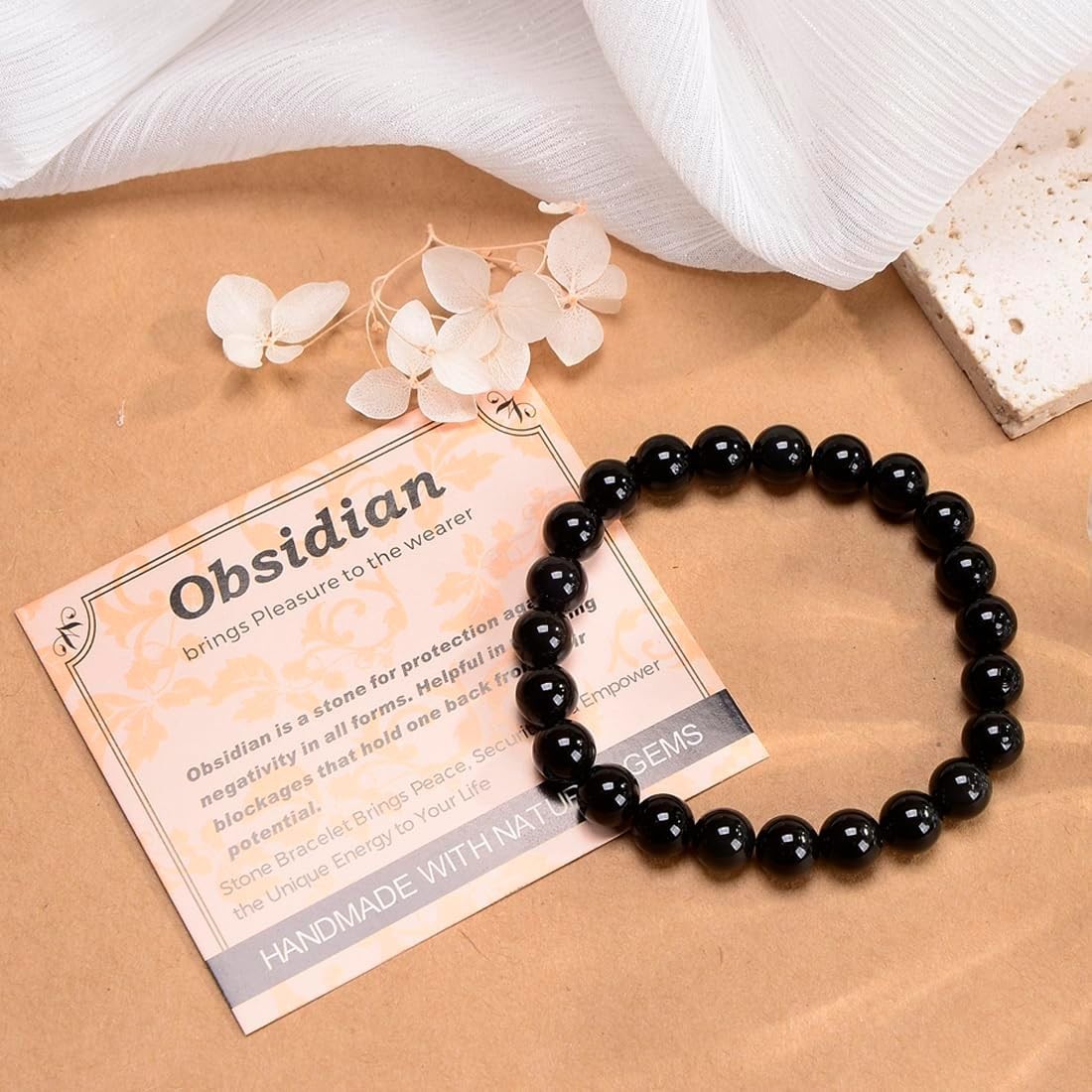 Handcrafted 4mm Black Obsidian Energy Bracelet – Perfect Gift for Any Occasion