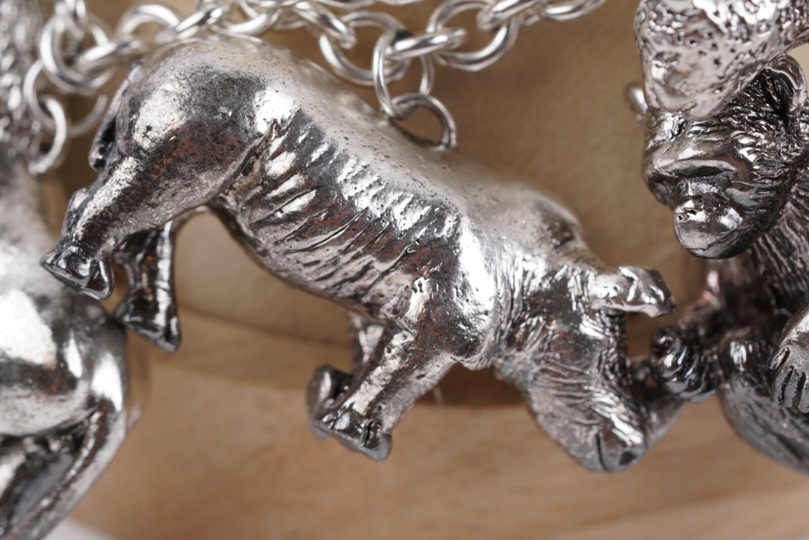 Susan Cummings Endangered Species African Animal Sterling Silver CharmBracelet
