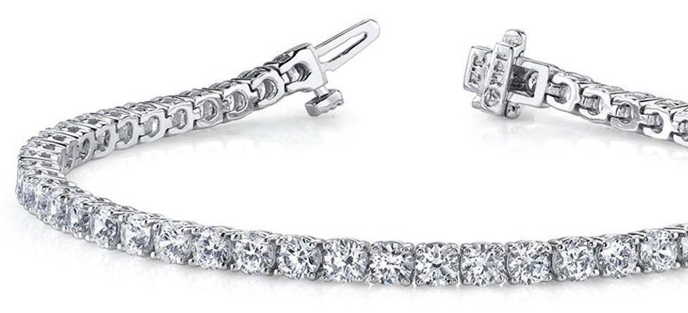 5.59 ct Round Diamond Brilliant cut Tennis Bracelet 14k white Gold 56 x 0.10 ct