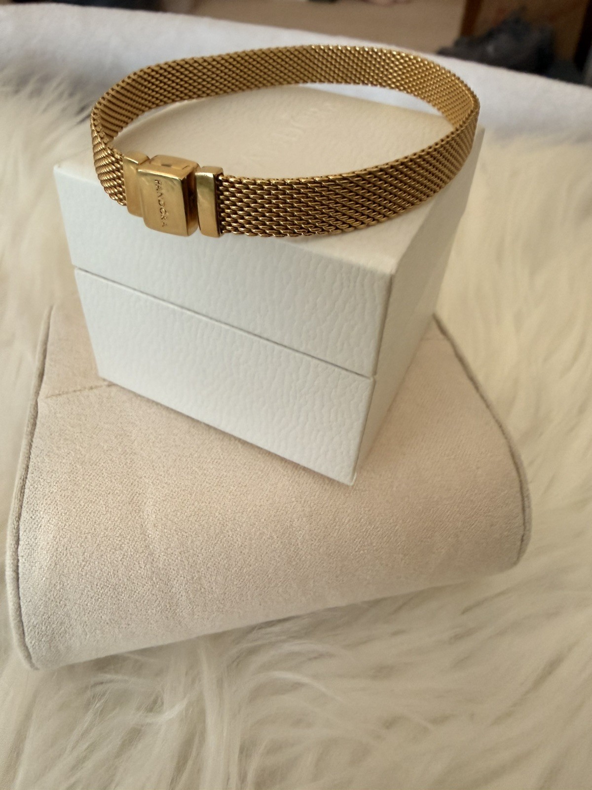 Pandora Reflexions Gold Bracelet 16cm Mesh Chain Gold-Plated Good Condition