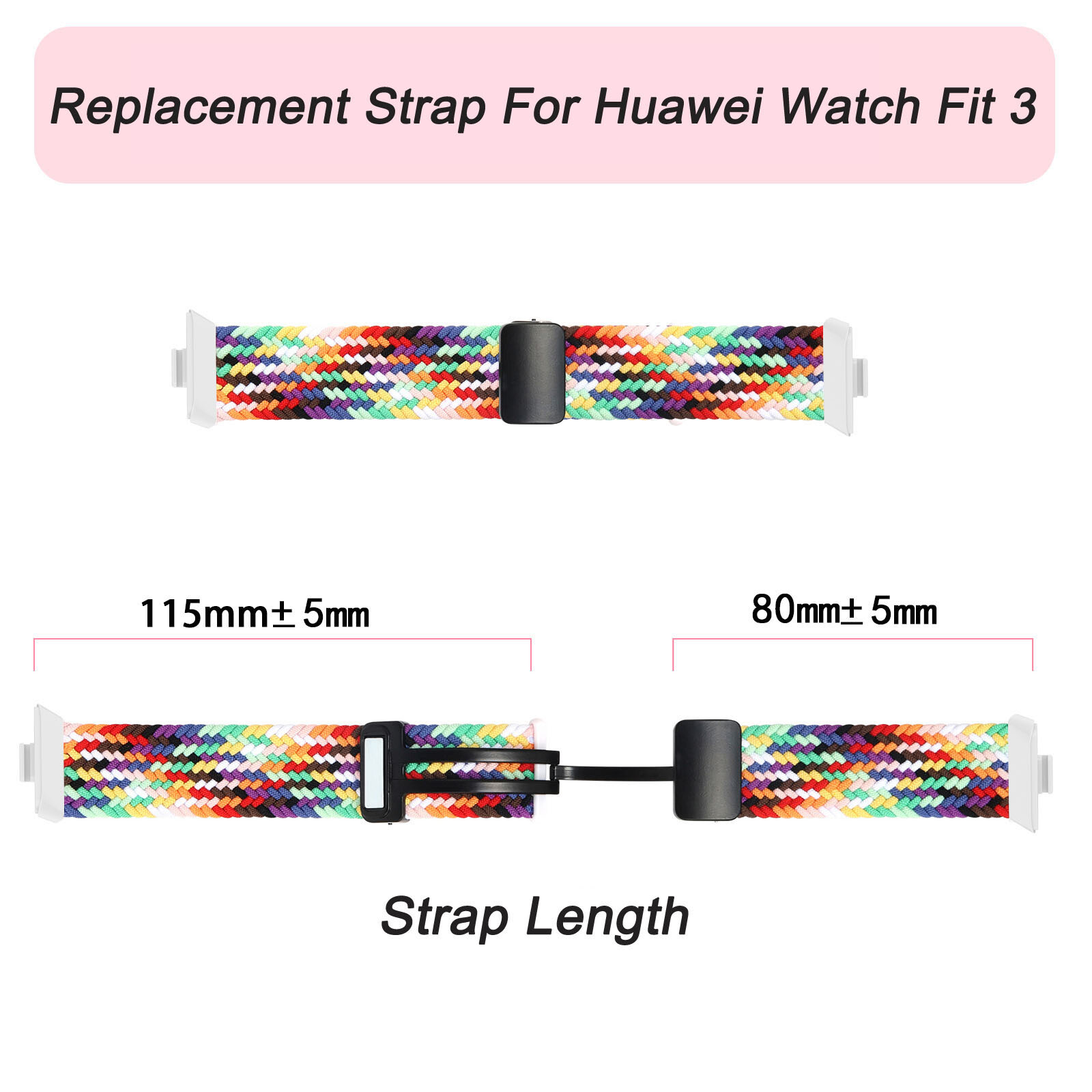 Weave Nylon Strap for Huawei Watch Fit 3 Wristband Magnetic Fold Buckle Bracelet