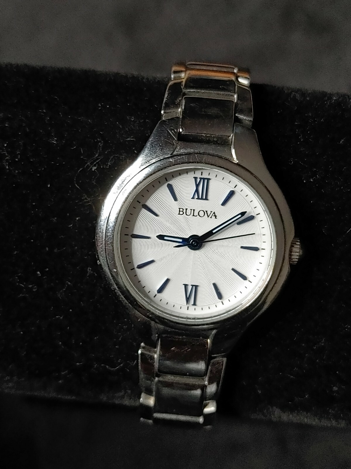 Bulova Women’s Quartz Blue Hands and Markers Silver Tone 28mm Watch 96L215
