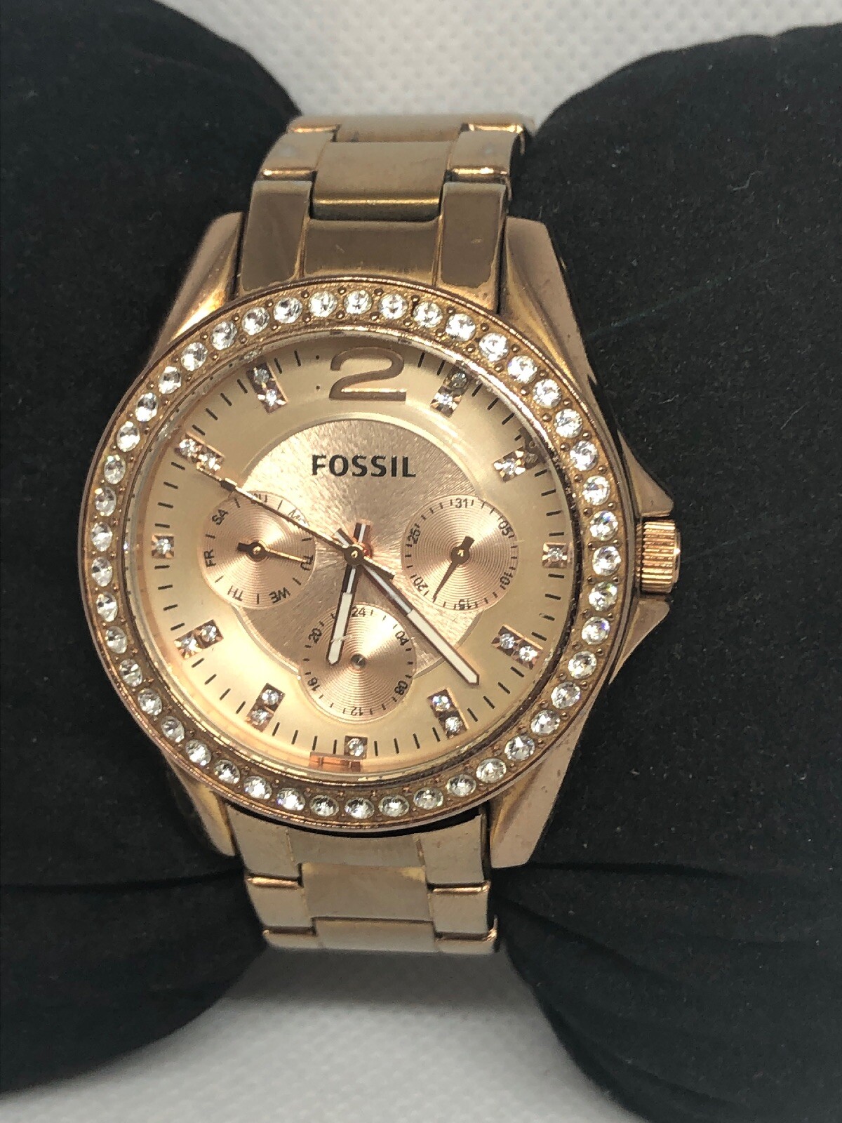 Fossil ES2811 Womens Gold Stainless Steel Analog Rose Gold Dial Wrist Watch HG31