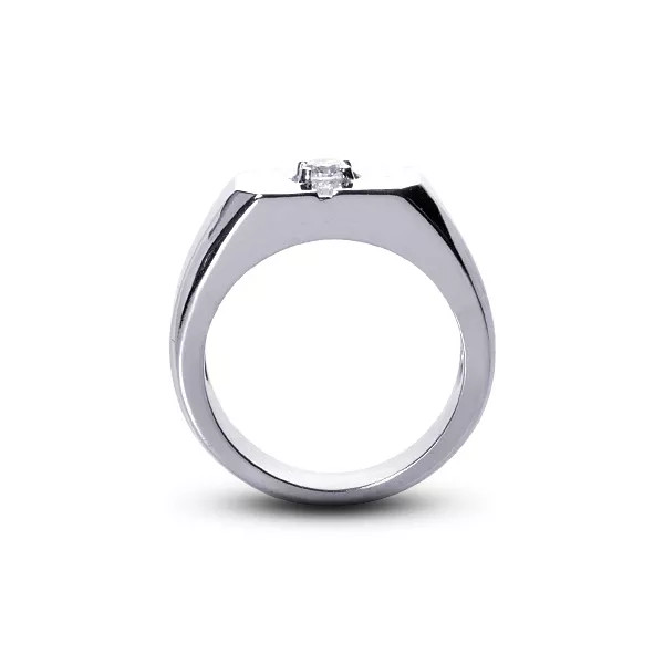 Solid 14K White Gold Solitaire Mens Ring 1.72 CT Round Lab-Grown Diamond G SI2