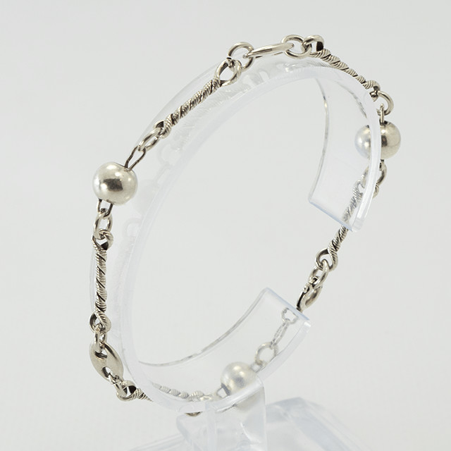 Silver bracelet 16 cm with beads and twisted links