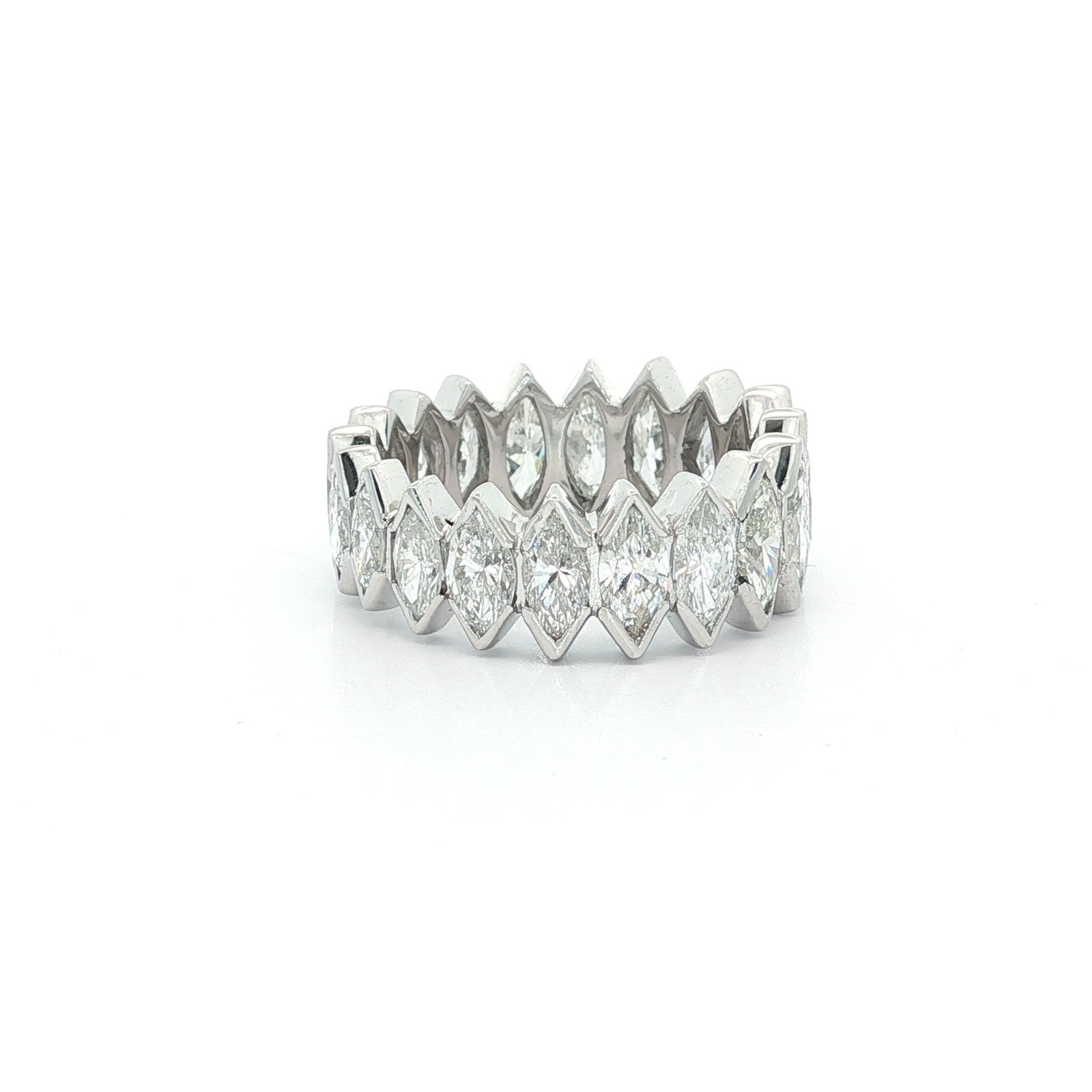 Vintage Platinum 5.5ct Marquise Diamond Channel V Prong Band Ring