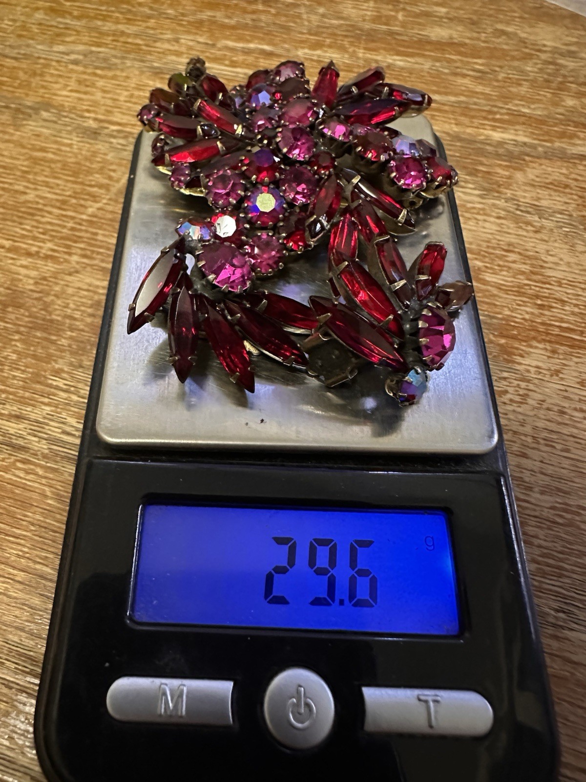 Vintage Estate Regency Aurora Borealis Pink Rhinestone Brooch Pin Clip Earrings