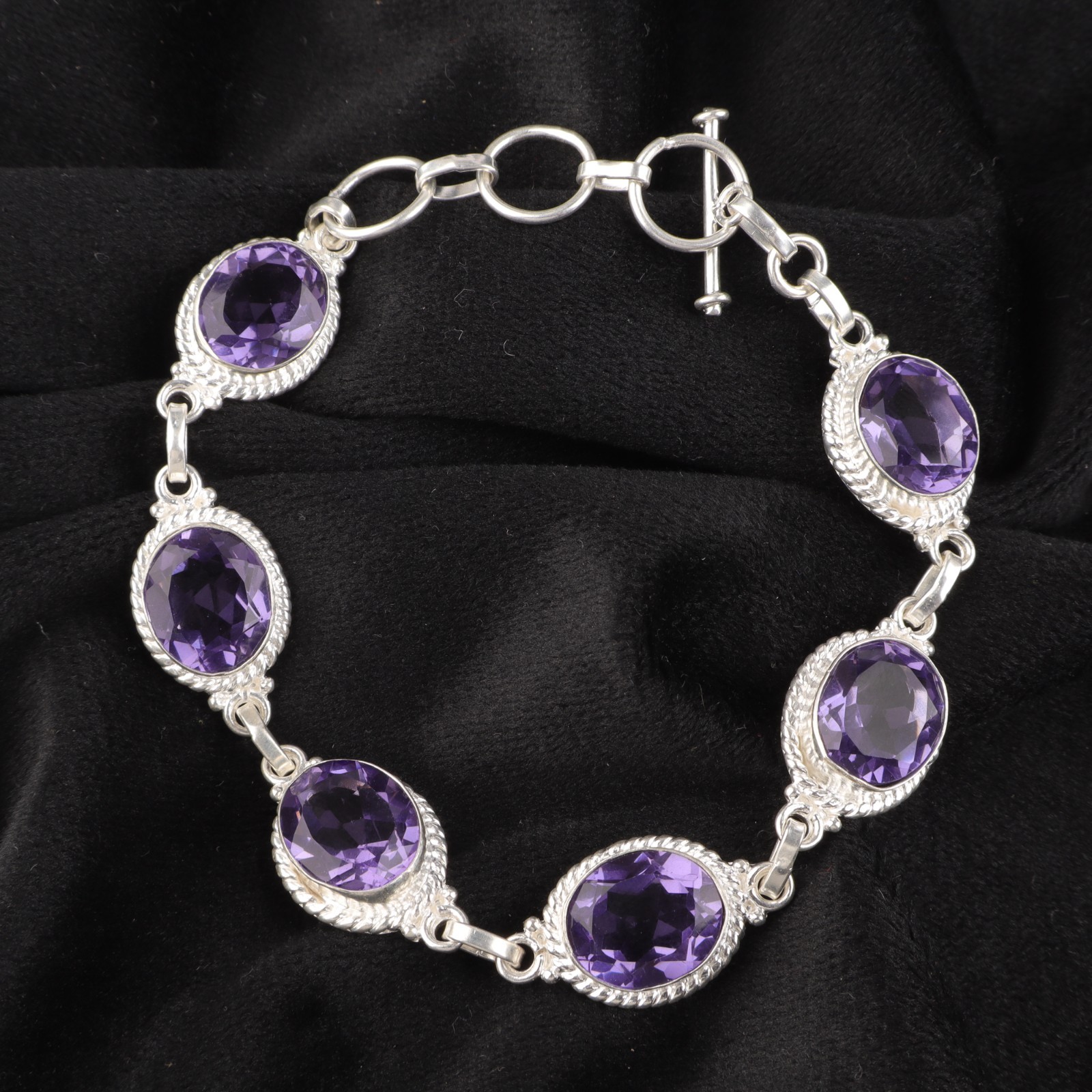 Blue Iolite Gemstone Handmade 925 Sterling Silver Jewelry Bracelet Gift For