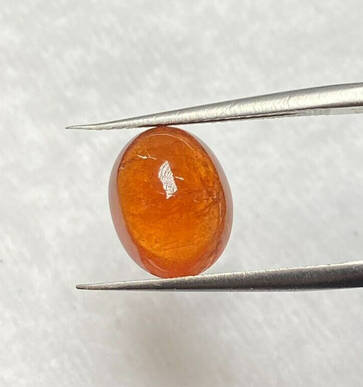 5.06 CTS TRANSPARENT NATURAL ORANGE SPESSARTITE GARNET, CAB 10.6 X 8.33 X 5.65MM