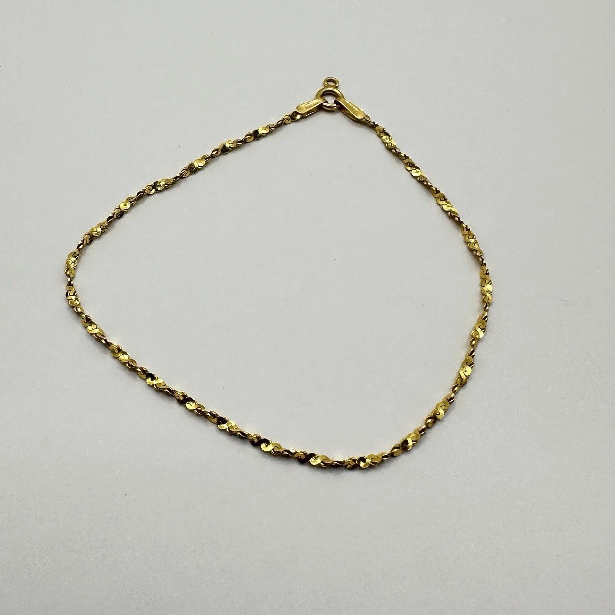 14K Yellow Gold Fancy S Link Bracelet 7.5” 1.98g Italy 585 Italian