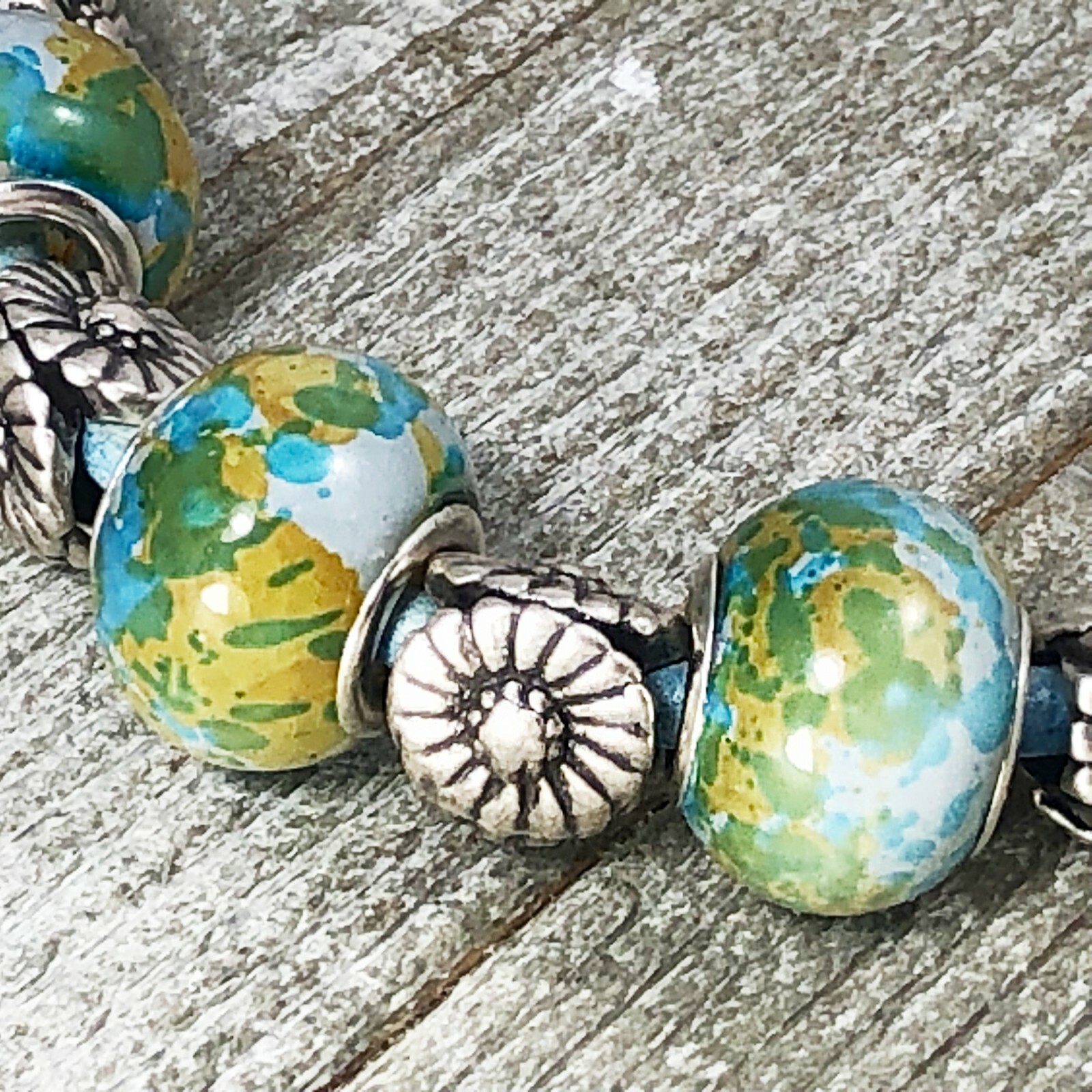 Summer Choker with Cornflower Blue Leather Cord and Lampwork Beads