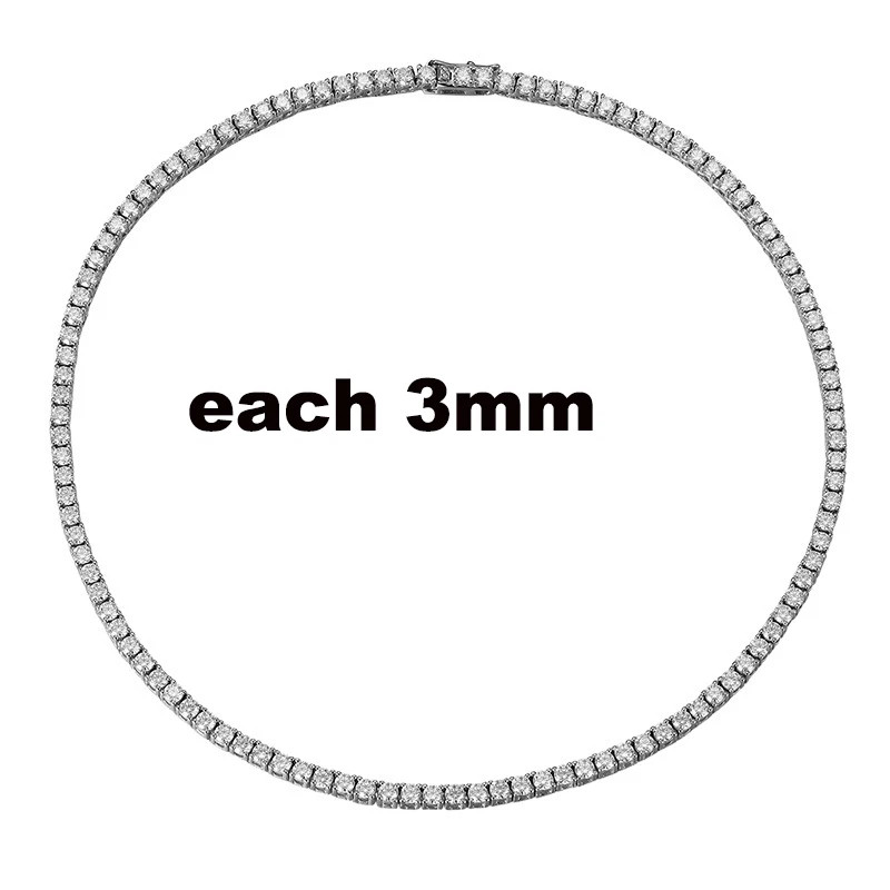 2.5-6.5Mm Full Moissanite Tennis Necklace for Women Sparkling Diamond Pendant 92