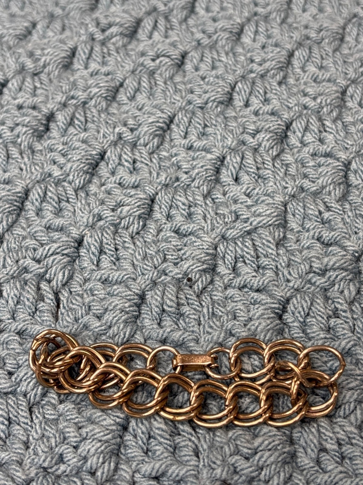 Vintage Silvertone Double Chain Bracelet Fold Over Clasp 6.5 inches Long