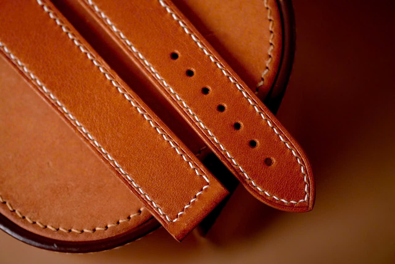 Handmade TAN leather watch strap watch band size 20/18 (or any size)