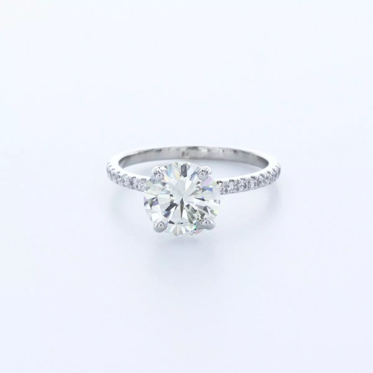 Side Stone Engagement Ring Petite 14K Gold 2.29 CT Round Lab-Grown Diamond I VS1