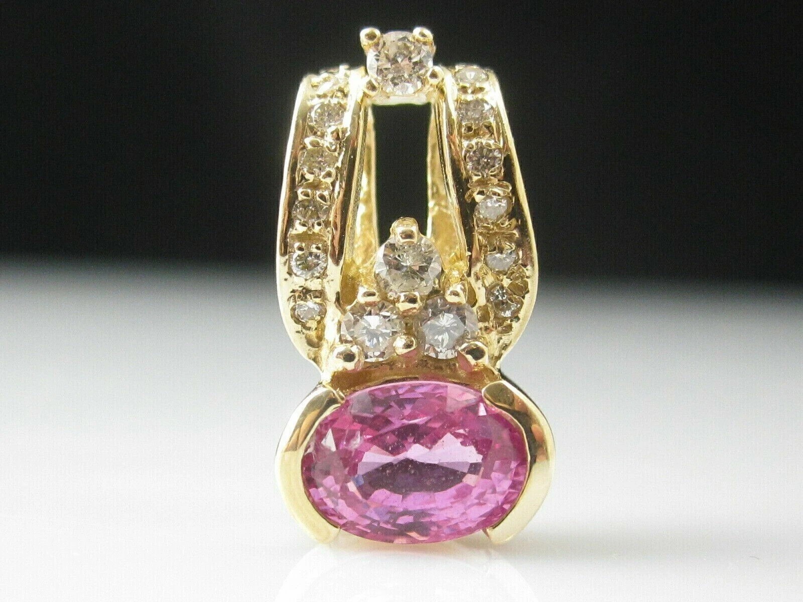 Oval Cut Simulated Pink Sapphire Women’s Pendant Chain In 14k Yellow Gold Plated