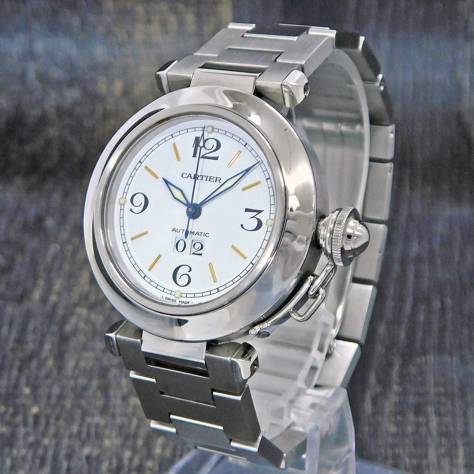 Cartier Pasha C Big Date W31044M7 S. Steel Automatic Unisex Wrist Watch #1333B