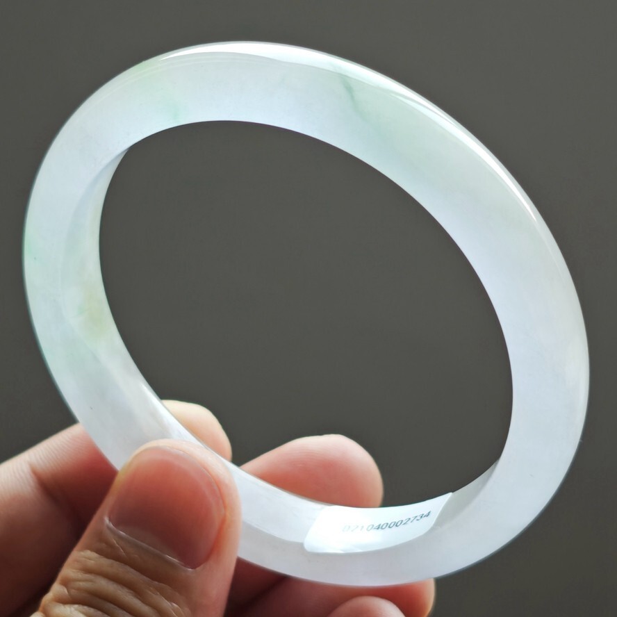 61mm Natural Icy Green Jadeite Jade Bracelet Burma Jadeite Jade Big Bangle 3110