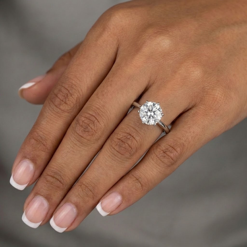 Solitaire Engagement Ring Platinum Classic 2.84 CT Round Lab-Grown Diamond H I1