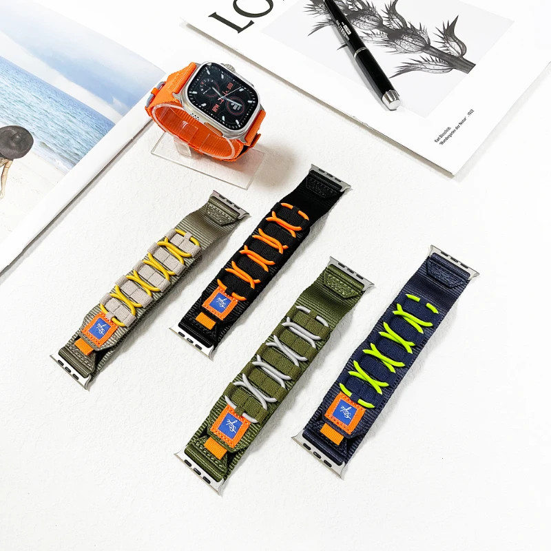 Nylon Five Loop Strap for Apple Watch Ultra 3 2 1 49mm Wristband for 11 10 9 8 7