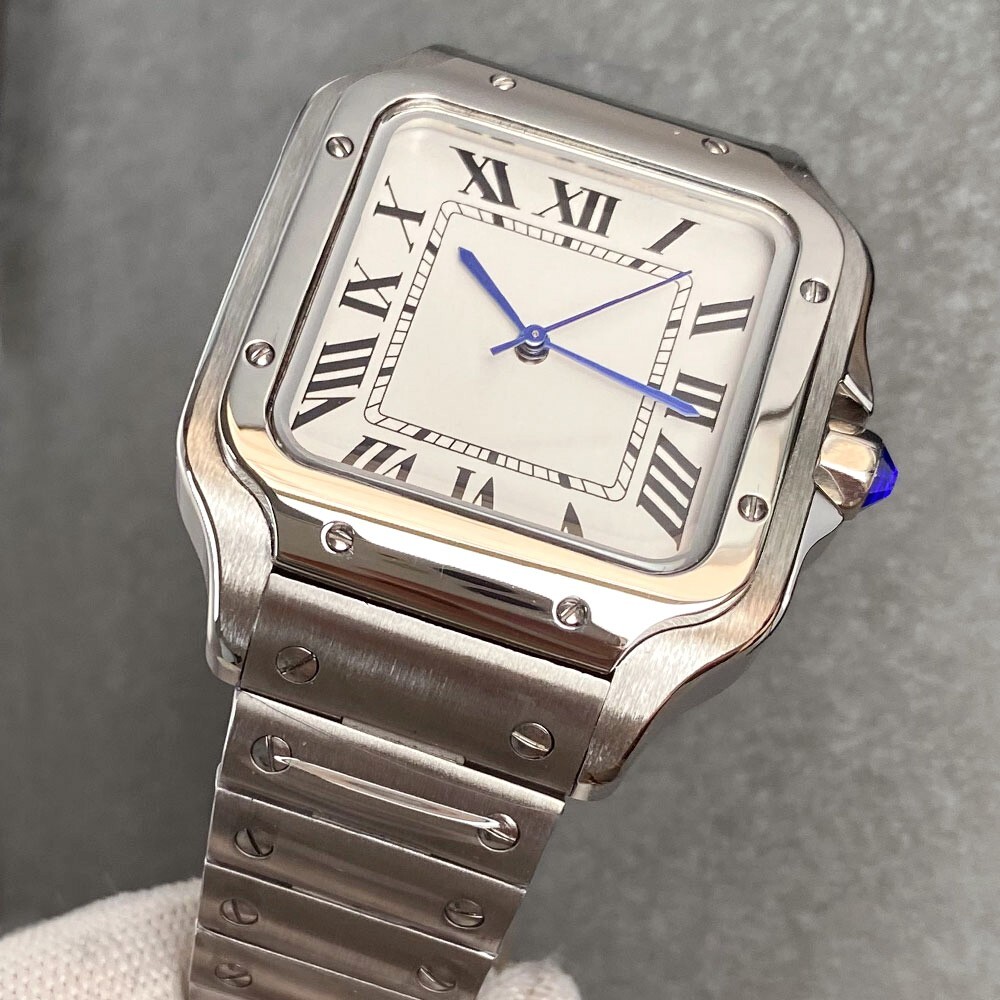 38mm Retro Simple Square White Dial NH35A Automatic Sapphire Glass Men Watches