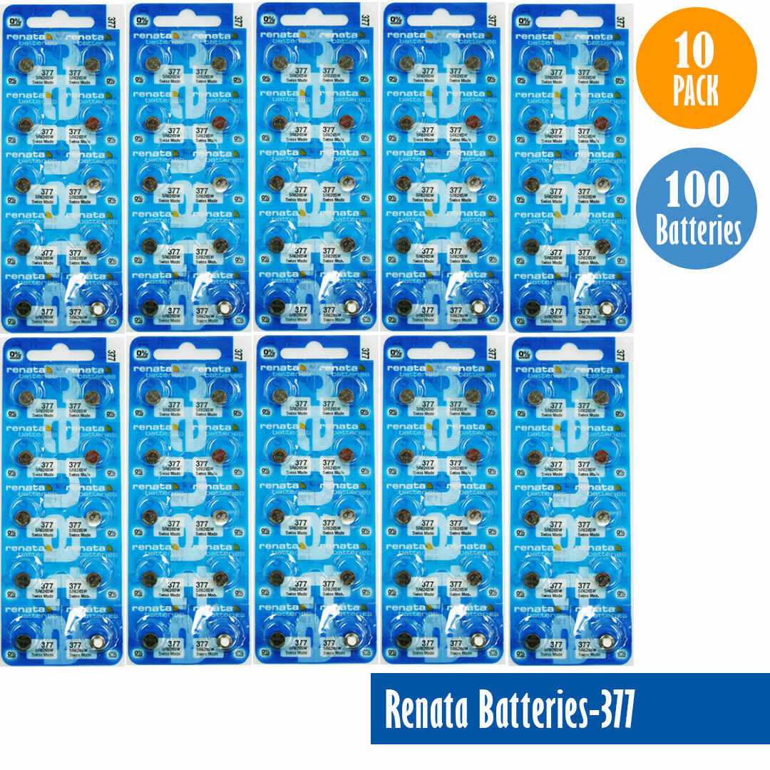 Renata 377 Watch Cell Batteries SR626SW, SWISS MADE Pack of 10 to 100