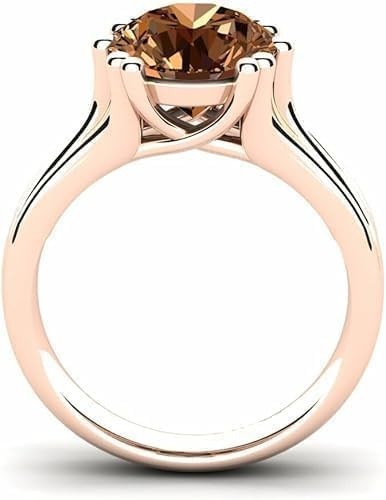4Ct Round Lab Created Brown Diamond Solitaire Wedding Ring 14K Rose Gold Plated