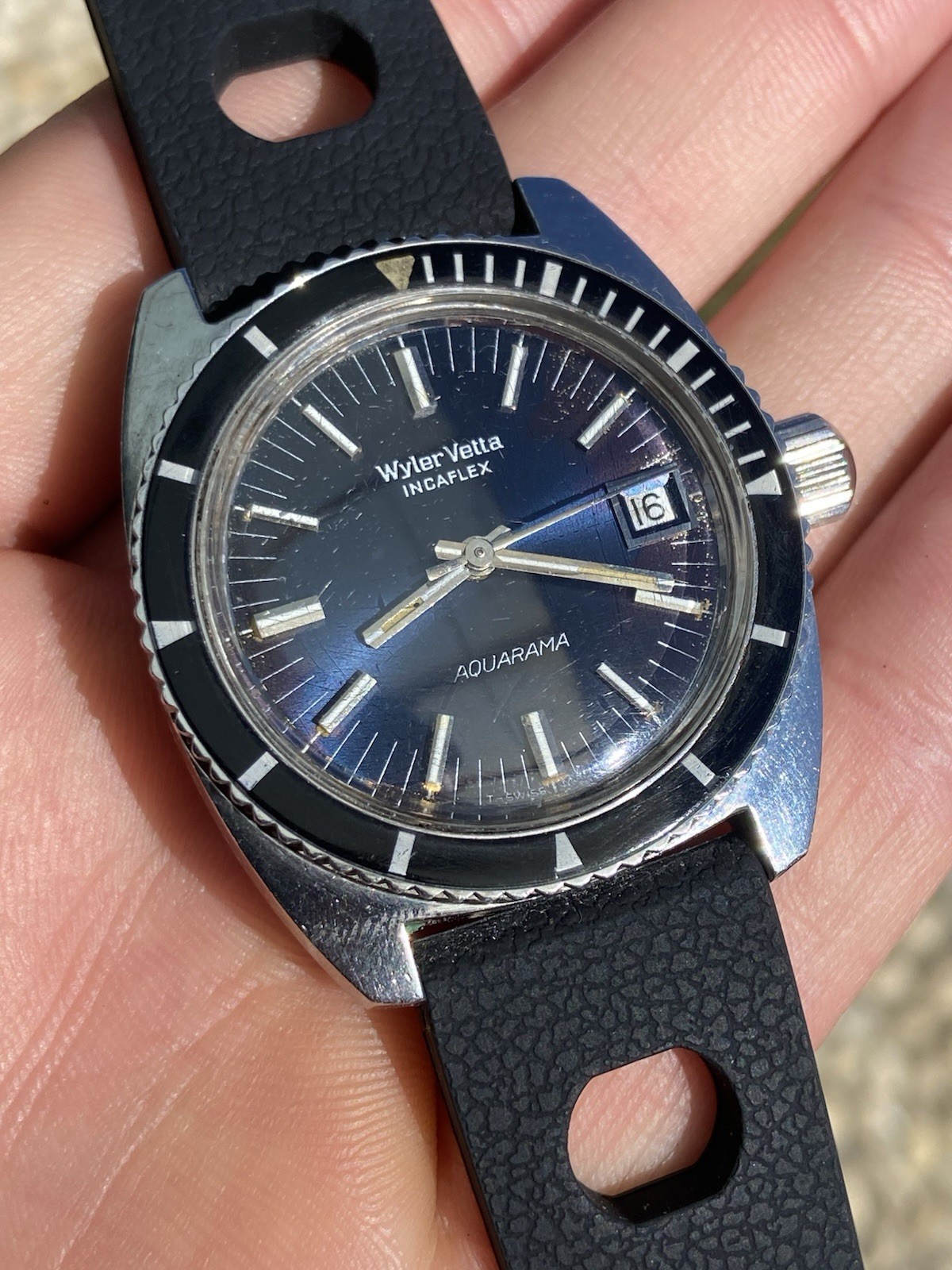 Vintage Rare Wyler Vetta Aquarama Automatic Diver Sub Watch