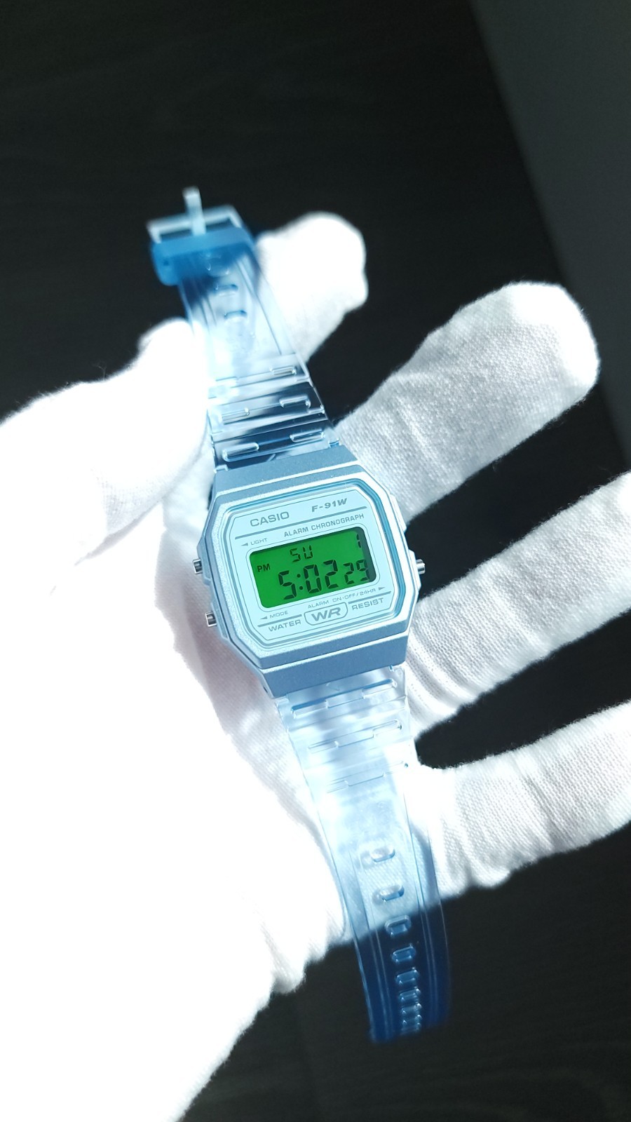 Casio F-91WS-7CF “Tropical Jelly” Green Screen Custom Mod | Ice Blue