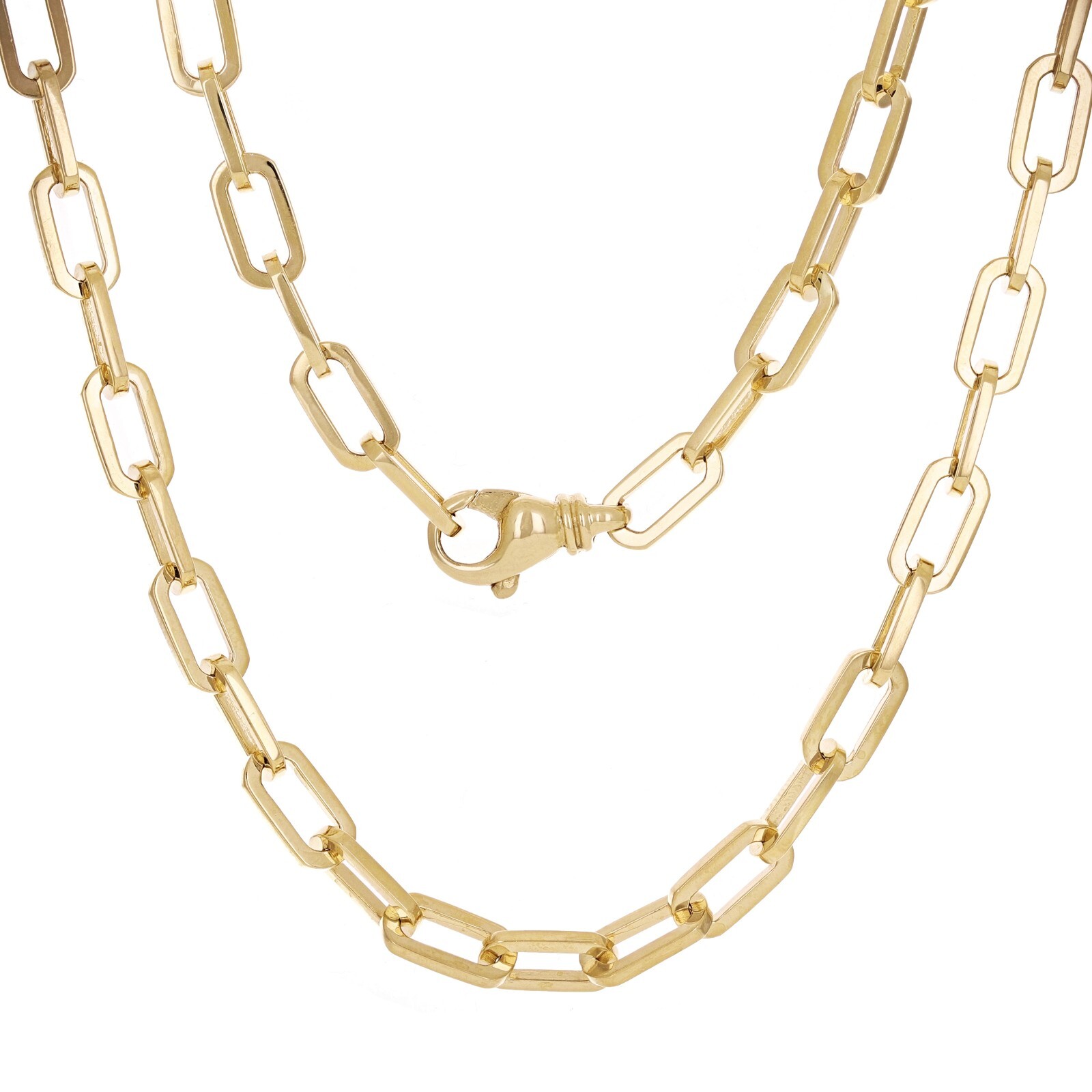 10k Yellow Gold Solid Handmade Paper Clip Chain Necklace 26″ 6.7mm 55.9 grams