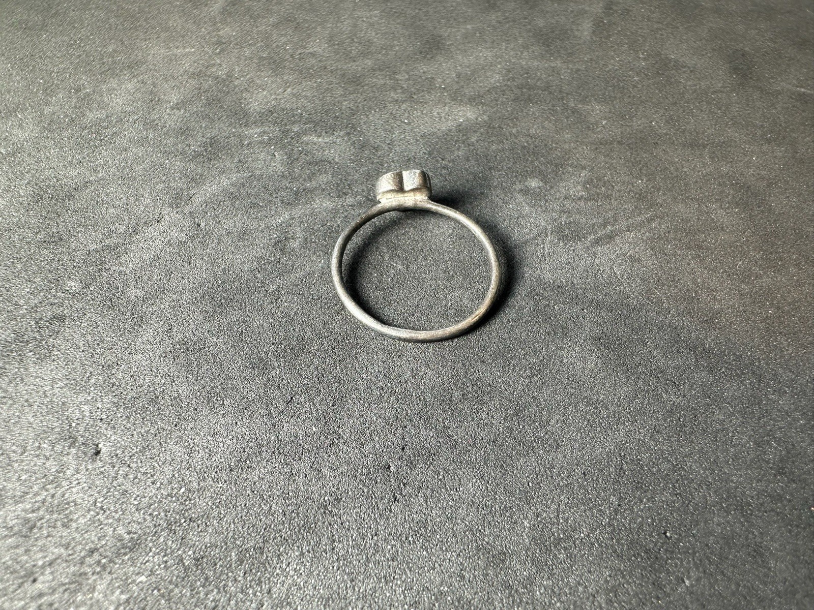 0.95g Vintage Sterling Silver 925 Heart Minimalist Teal Green Ring M Size 5