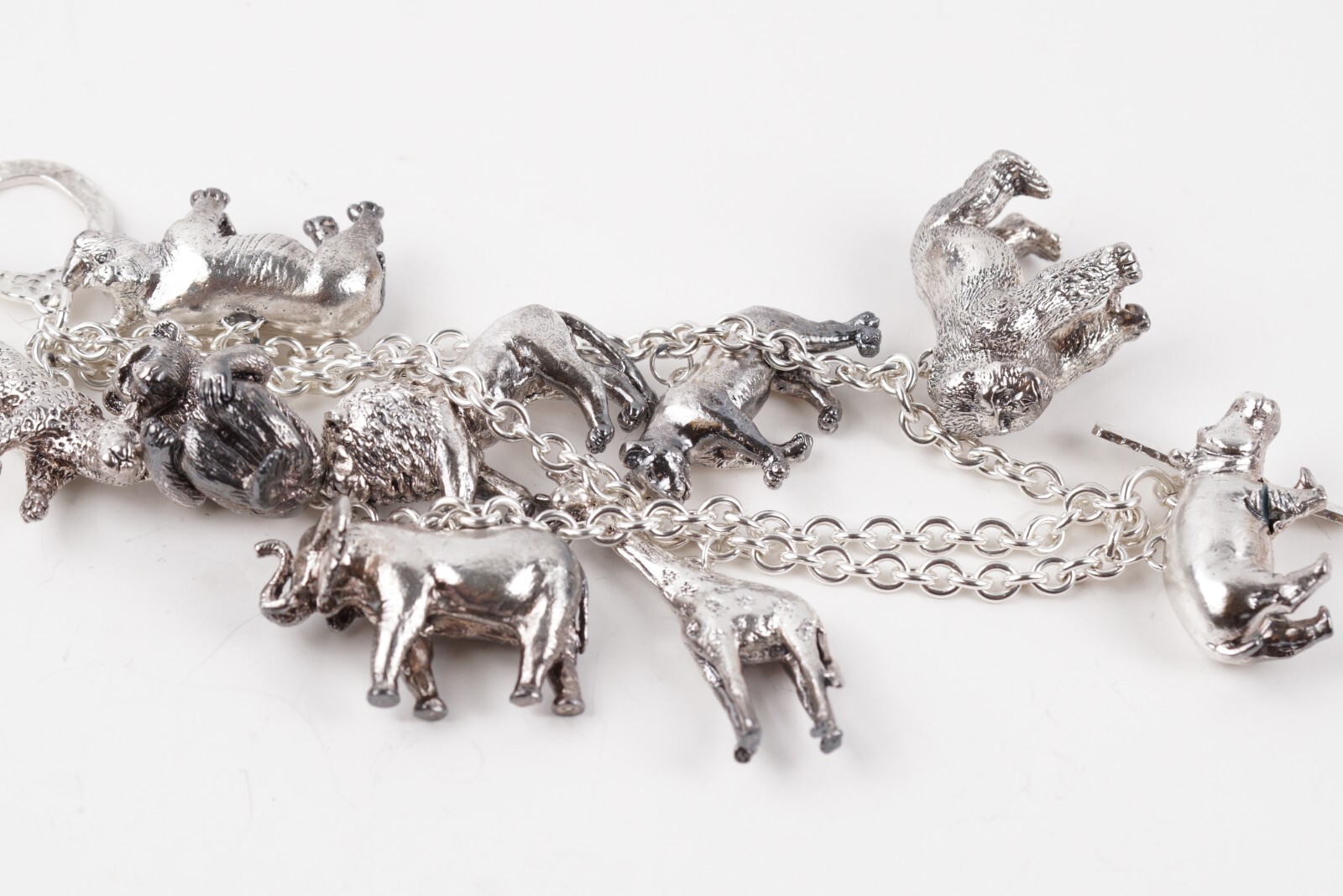 Susan Cummings Endangered Species African Animal Sterling Silver CharmBracelet