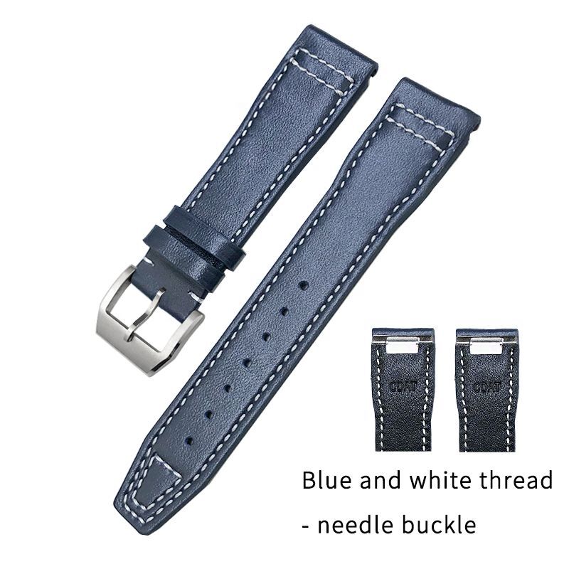 Fits IWC Pilot’s PORTOFINO Mark 18 Quick Release Leather Strap 20mm Blue / Brown